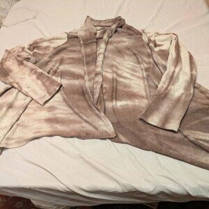 Bryn Walker Tie Dye Lightweight Jacket Small Brown Cream Draped Wing Cardigan